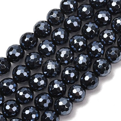 Electroplated Natural Agate Beads Strands G-B191-A07-8mm-18-1
