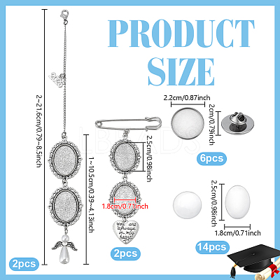 304 Stainless Steel & Alloy Oval Tray Brooch Base Settings HJEW-PH02211-1