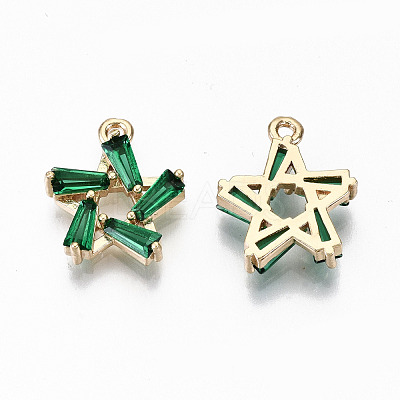 Brass Micro Pave Cubic Zirconia Charms KK-S359-021C-RS-1