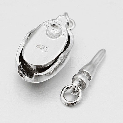 Anti-Tarnish Oval with Heart Rhodium Plated 925 Sterling Silver Cubic Zirconia Box Clasps STER-O015-01-1