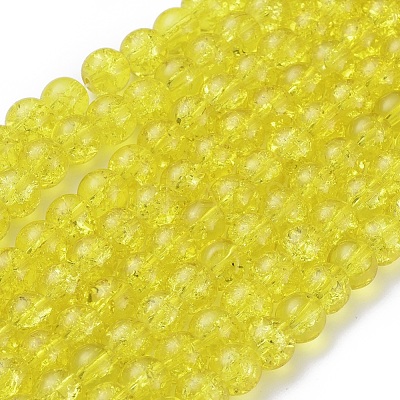 Spray Painted Crackle Glass Beads Strands CCG-Q001-8mm-04-1