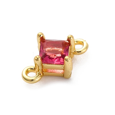 Brass Cubic Zirconia Rhombus Connector Charms KK-F894-12G-03-1