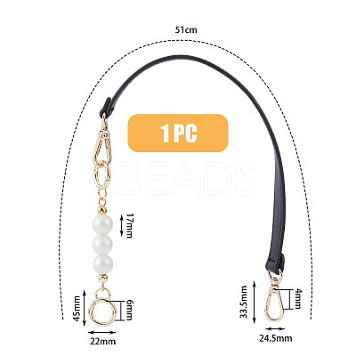 Imitation Leather Bag Straps & Plastic Imitation Pearl Beaded Extender FIND-WH0126-373A-1