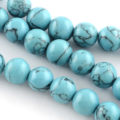 Synthetical Turquoise Gemstone Round Bead Strands TURQ-R035-6mm-03-1