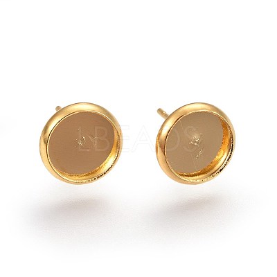 Flat Round 304 Stainless Steel Stud Earring Settings Ion Plating(IP) STAS-I323-6mm-G03-1