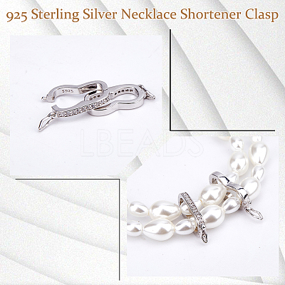 2Pcs Platinum Plated 925 Sterling Silver Rhinestone Twister Clasps STER-DC0001-78-1