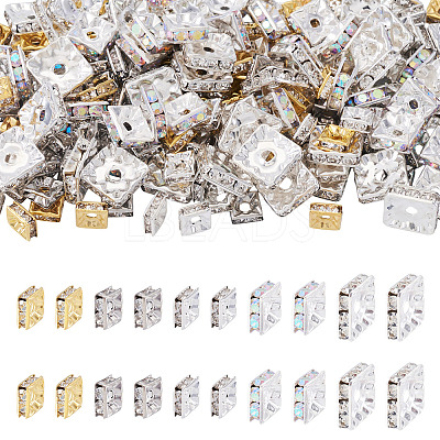200Pcs 5 Styles Brass Rhinestone Spacer Beads KK-TA0003-39-1