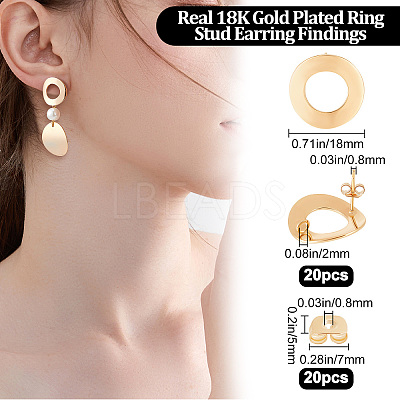 20Pcs Brass Donut Stud Earring Findings KK-BBC0004-87-1