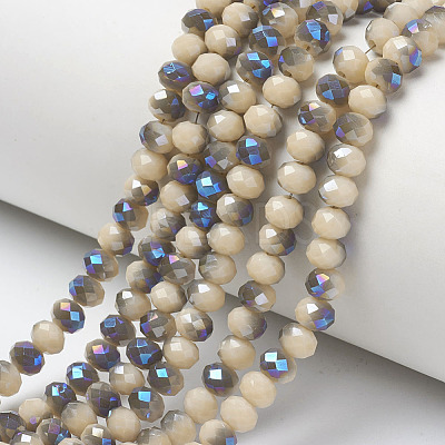 Electroplate Opaque Solid Color Glass Beads Strands EGLA-A034-P4mm-I04-1