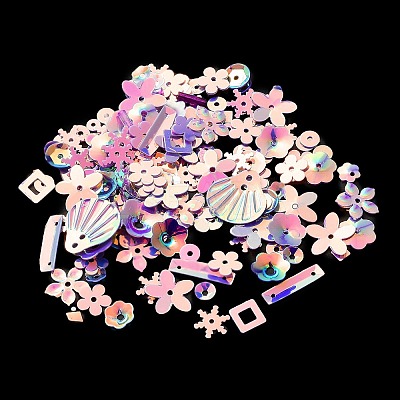 Rainbow Iridescent PVC Paillette/Sequins Beads & Links & Pendants PVC-C001-01G-1