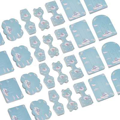140Pcs 7 Styles Castle Theme Paper Hair Clip Display Cards CDIS-NB0001-38-1
