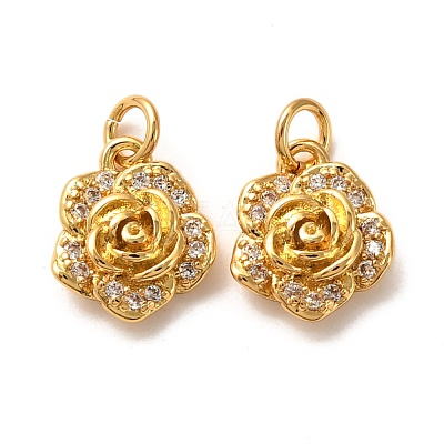 Brass Micro Pave Clear Cubic Zirconia Pendants ZIRC-P086-22G-1