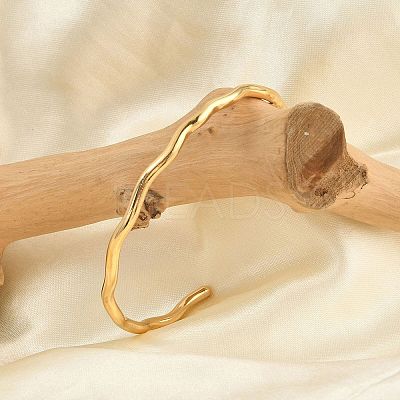 Ion Plating(IP) 304 Stainless Steel Cuff Bangles BJEW-H323-01G-1