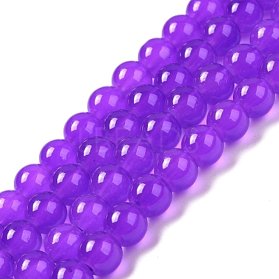 Baking Paint Imitation Jade Glass Round Bead Strands X-DGLA-Q021-8mm-27-1