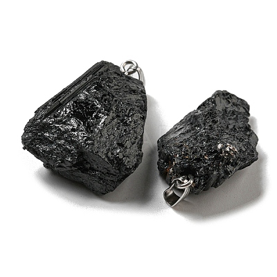 Natural Black Tourmaline Pendants G-F739-01P-1
