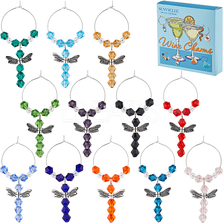 Glass Wine Glass Charms AJEW-SC0002-36-1