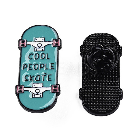 Skateboard with Word Cool People Skate Enamel Pin JEWB-N007-246-1