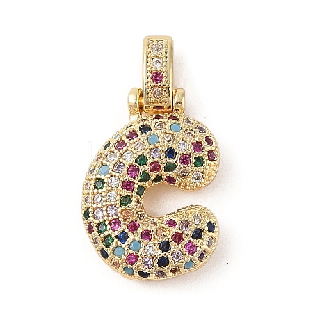 Brass Micro Pave Cubic Zirconia Pendants ZIRC-P121-01G-C-1