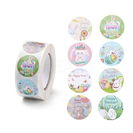 8 Patterns Easter Theme Self Adhesive Paper Sticker Rolls DIY-C060-03P-1