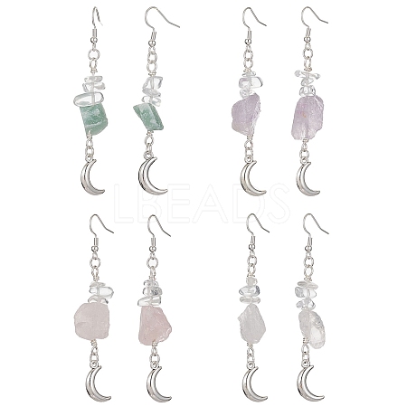 Natural Mixed Gemstone Chips Dangle Earrings EJEW-JE05433-1