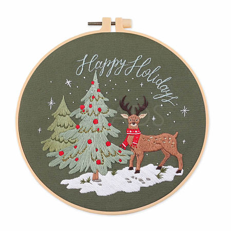 DIY Christmas Theme Embroidery Kits XMAS-PW0001-175C-1