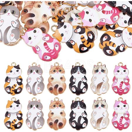 CHGCRAFT 30Pcs 6 Colors Alloy Enamel Pendants FIND-CA0006-57-1