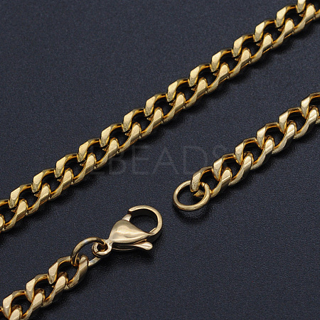 Men's 201 Stainless Steel Cuban Link Chain Necklaces NJEW-T012-04B-56-G-1
