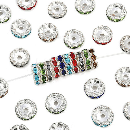 Brass Rhinestone Spacer Beads RB-A014-L12mm-S-1