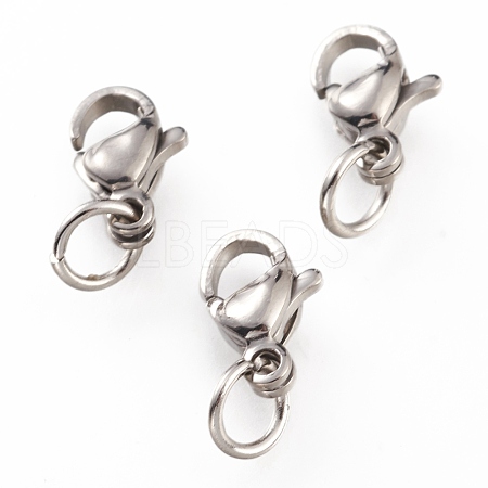 Tarnish Resistant 304 Stainless Steel Lobster Claw Clasps STAS-G240-01A-P-1