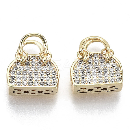 Brass Micro Pave Cubic Clear Zirconia Charms KK-N232-127-NF-1