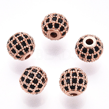 Rack Plating Brass Cubic Zirconia Beads ZIRC-S001-6mm-B01-1