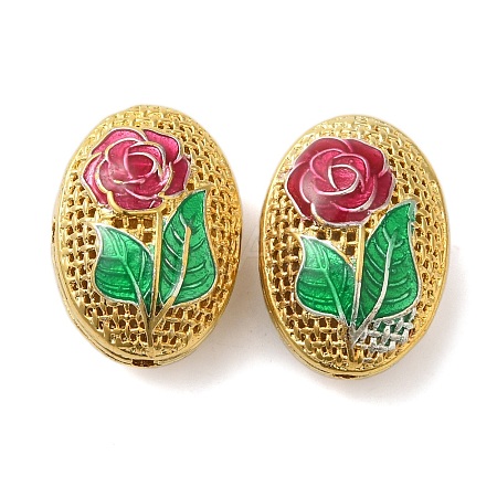 Rack Plating Brass Enamel Beads KK-P276-26C-02G-1