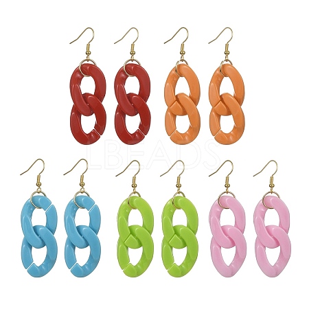 Acrylic Curb Chains Shape Dangle Earrings EJEW-JE05571-1