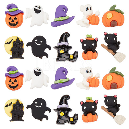 SUNNYCLUE 40Pcs 10 Styles Halloween Opaque Resin Cabochons RESI-SC0002-47-1