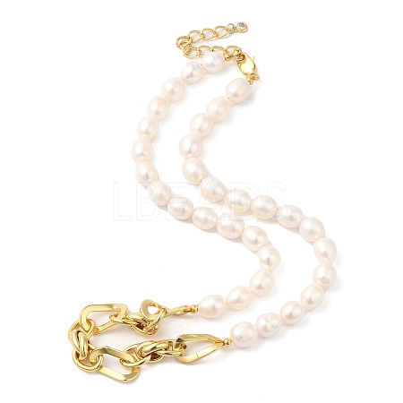 Rice Natural Pearl Beaded Necklaces NJEW-G099-02G-1