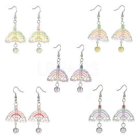 Acrylic Rainbow Dangle Earrings EJEW-JE05268-1