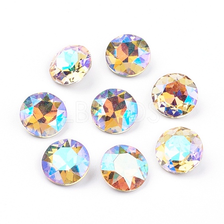 Pointed Back & Back Plated Glass Rhinestone Cabochons X-RGLA-J012-8mm-001PS-1