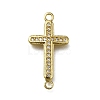 Brass Clear Cubic Zirconia Cross Connector Charms LS-ZIRC-I070-003G-1