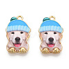 Printed Light Gold Tone Alloy Pendants LS-ENAM-N056-208B-2