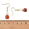 Natural Carnelian with Round Shell Pearl Beads Cube Dangle Earrings EJEW-JE07522-5