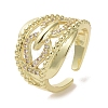 Brass Micro Pave Cubic Zirconia Open Cuff Ring RJEW-K256-51G-1