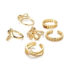 6Pcs 6 Styles Adjustable Brass Micro Pave Clear Cubic Zirconia Cuff Rings RJEW-LS0001-21G-4