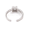 Clear Cubic Zirconia Square Open Cuff Ring RJEW-B028-05P-3