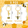 8Pcs 2 Style Alloy & Brass Enamel Keychains KEYC-DC0001-14-2