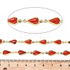 Brass Glass Teardrop Link Chains CHC-R001-04G-03-2