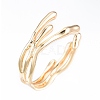 Brass Wave Open Cuff Ring for Women RJEW-T001-94G-3