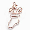 Rack Plating Alloy Open Back Bezel Pendants PALLOY-Q351-21RG-FF-2