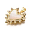 Brass Micro Pave Cubic Zirconia Shell Pendants KK-D328-27G-C-2