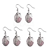 Natural Rose Quartz Elephant Head Dangle Earrings EJEW-A092-07P-10-3