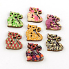 Cat 2-Hole Printed Wooden Buttons X-BUTT-R032-098-1